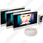 Комплект видеодомофона HDcom S-104 с тремя мониторами 